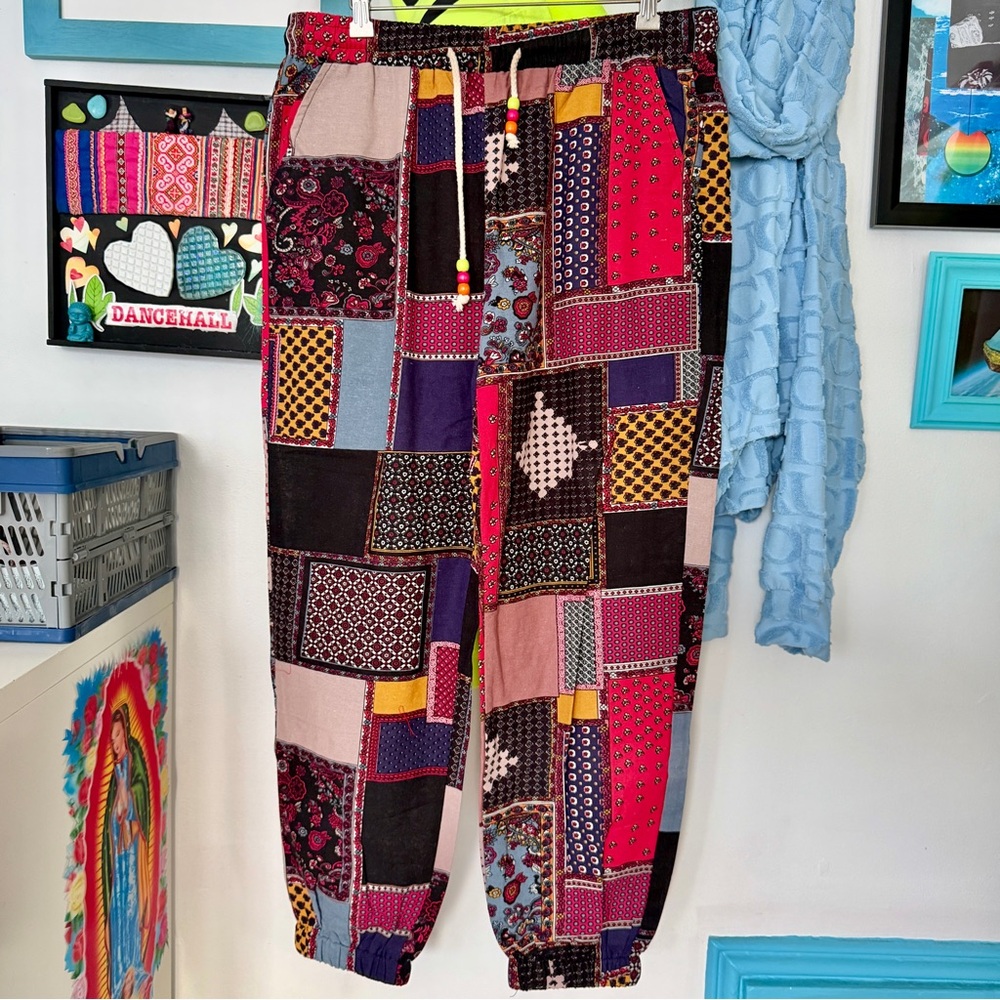 Multicoloured patchwork sweatpants with drawstrin… - image 1